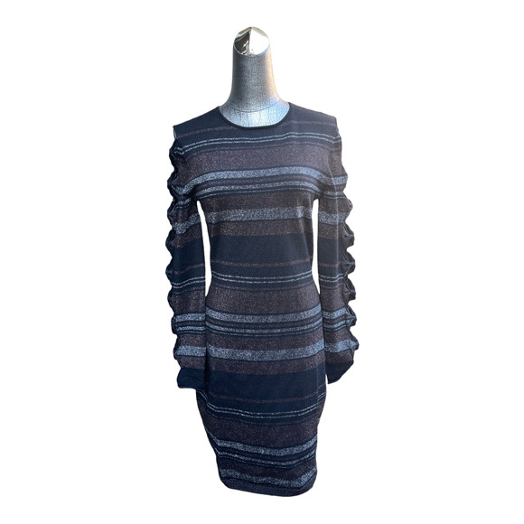 TED BAKER Simona Metallic Stripe Bodycon Dress - Picture 8 of 9